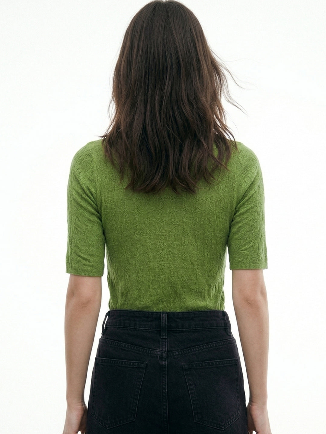 Green Mock Neck Textured Top