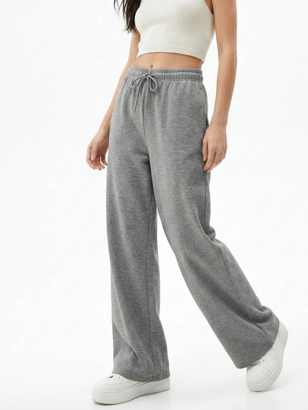 Grey Low Waist Wide Leg Sweatpants