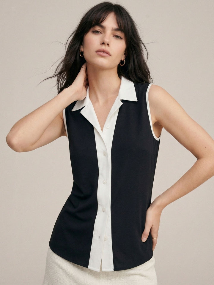 Black Sophisticated Black Sleeveless Shirt