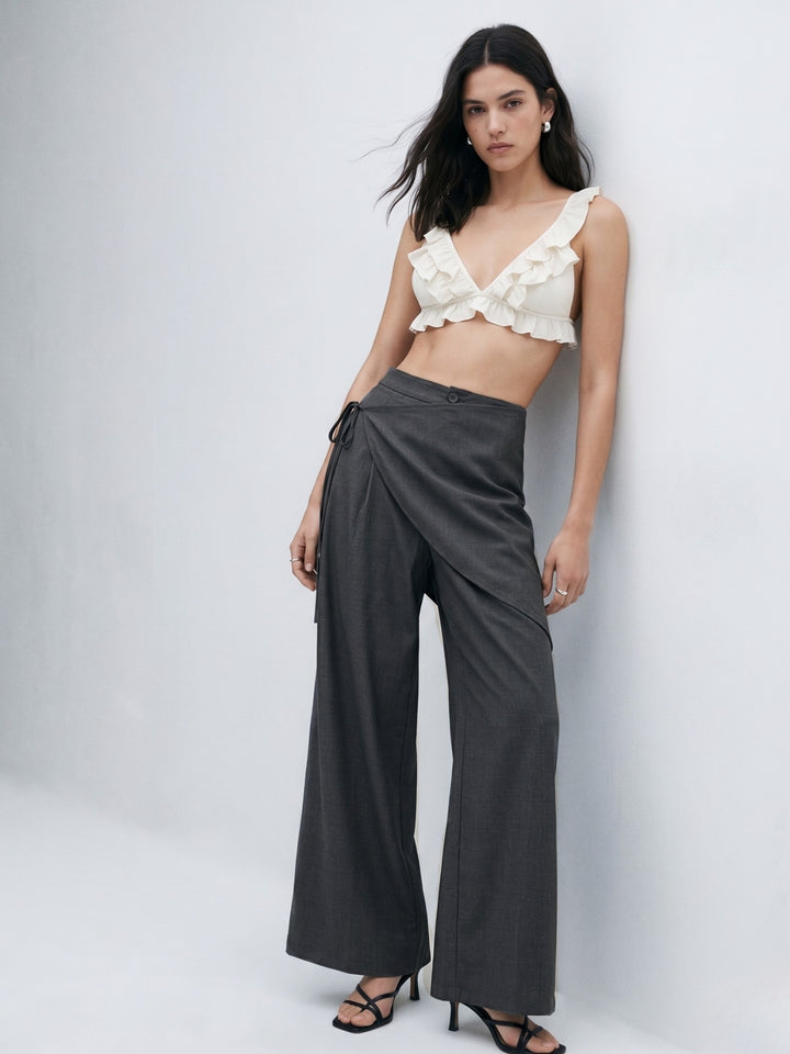 Charcoal Waist Wrap Wide Leg Pant