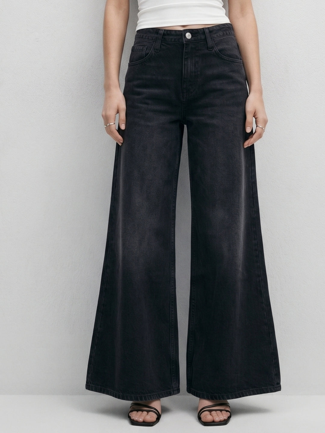 Black Ultra Wide Flared Jeans