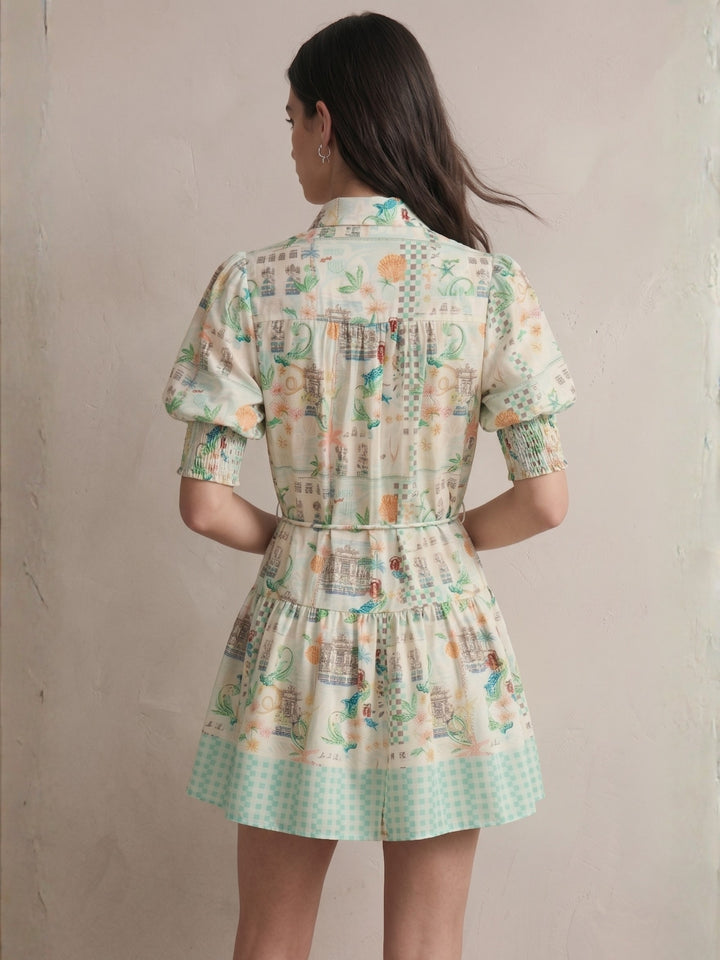 Multi Short Sleeve Printed Dress