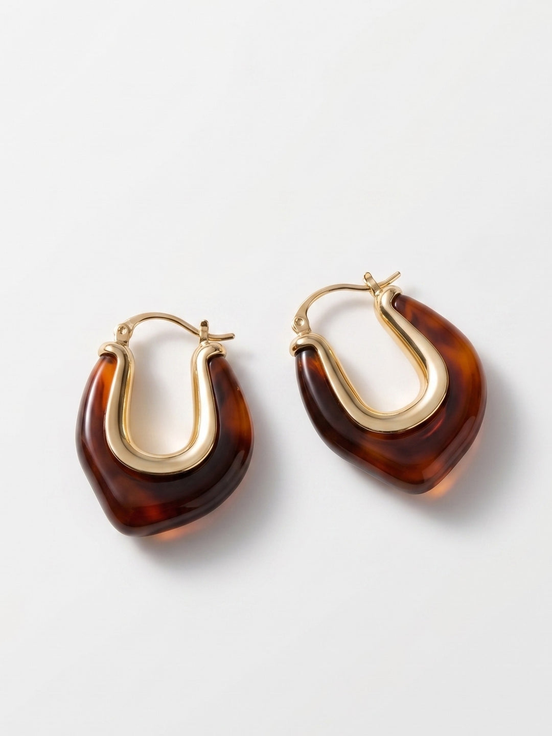 Gold Gem Stone Hoop Earrings