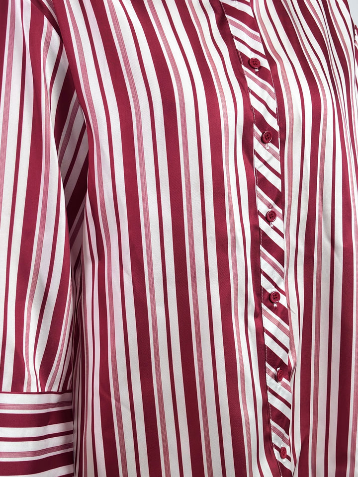 Red Collared Striped Shirt