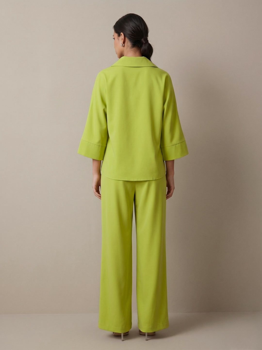 Green Relaxed Shirt And Pants Co-Ord Set