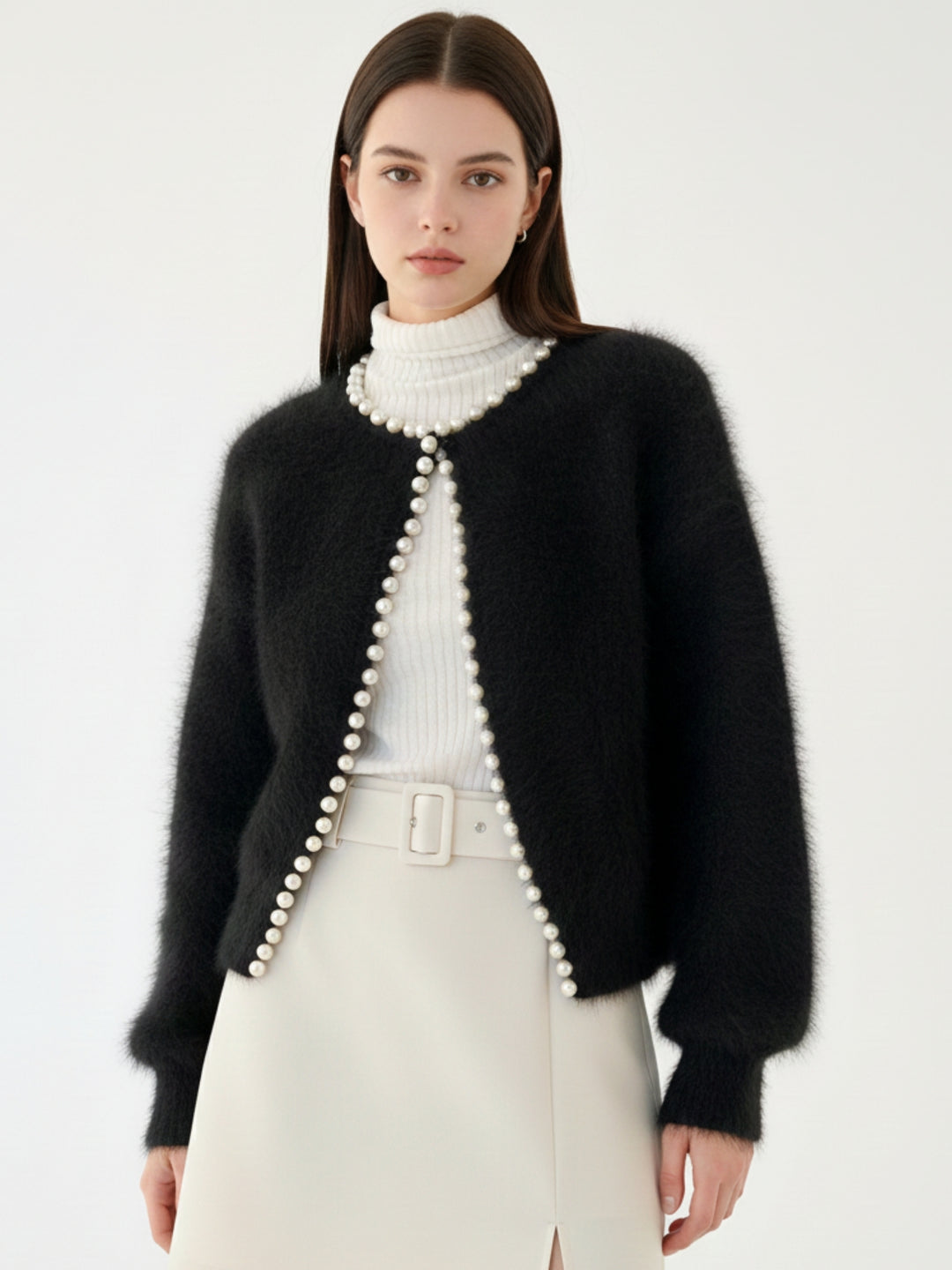 Black Contrast Hem Detailing Slouchy Cardigan