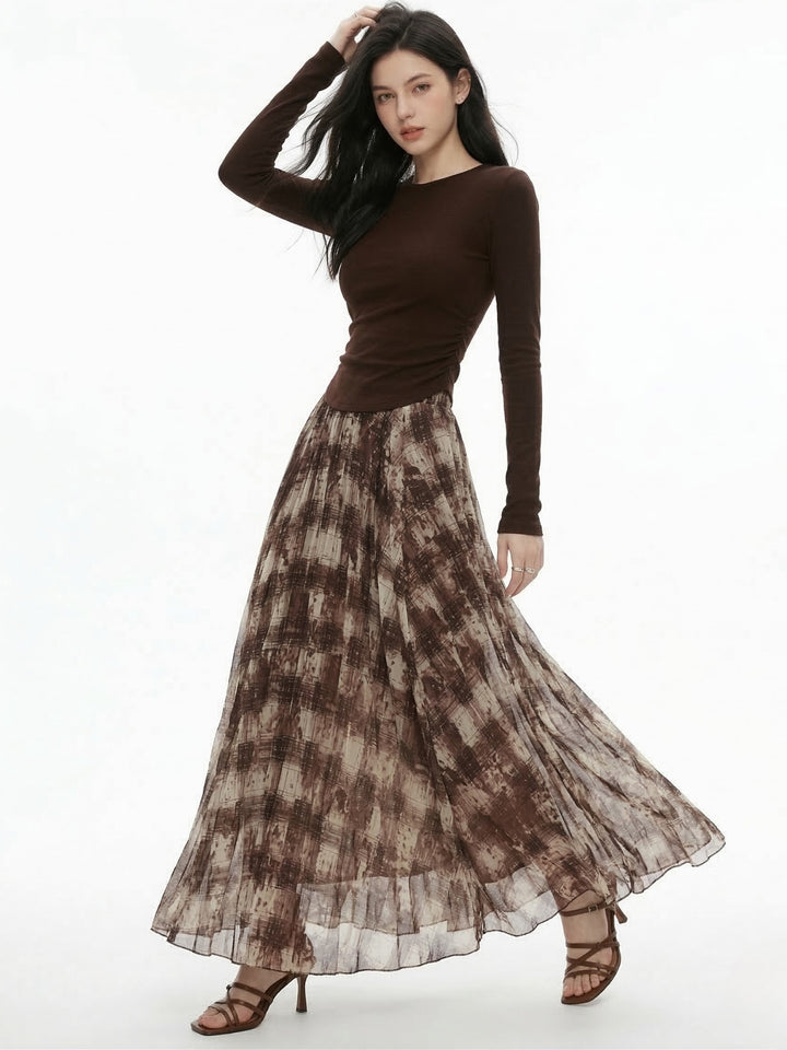 Brown Textured Dual Coloured Skirt