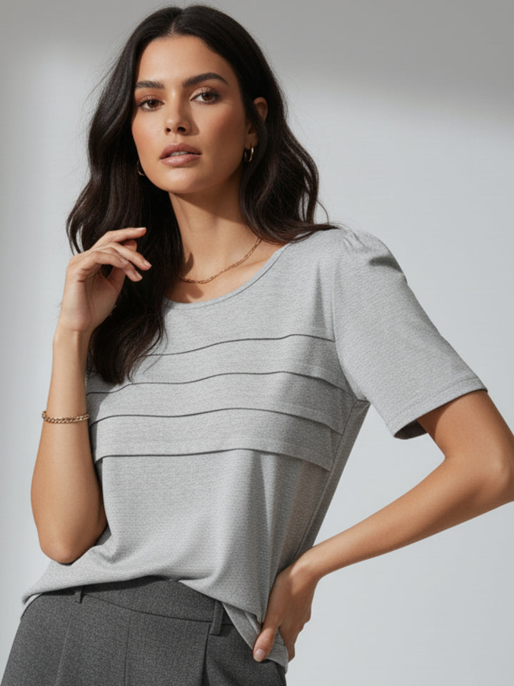 Grey Front Striped Top