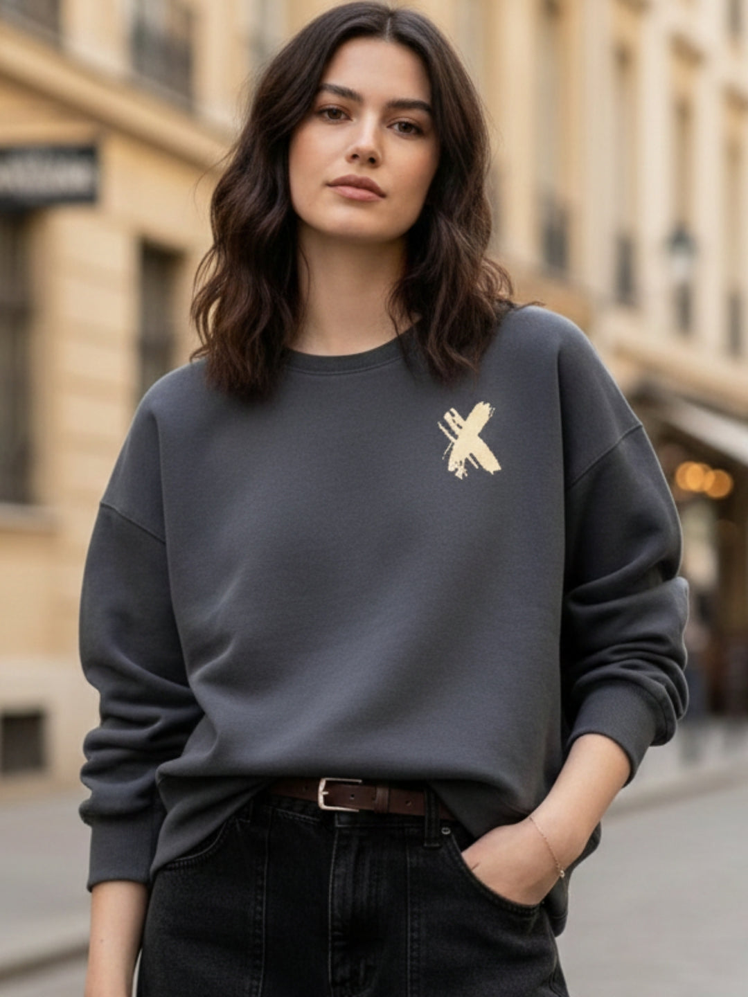Grey Graphic Oversized Sweatshirt