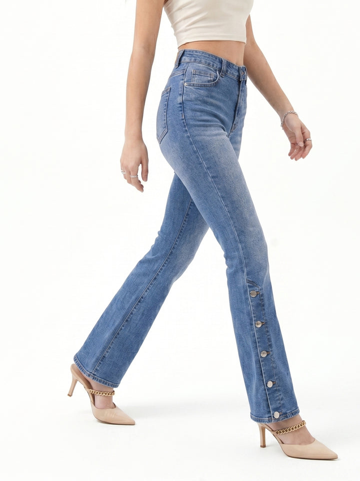 Light Blue Low Waist Fit&Flare Jeans