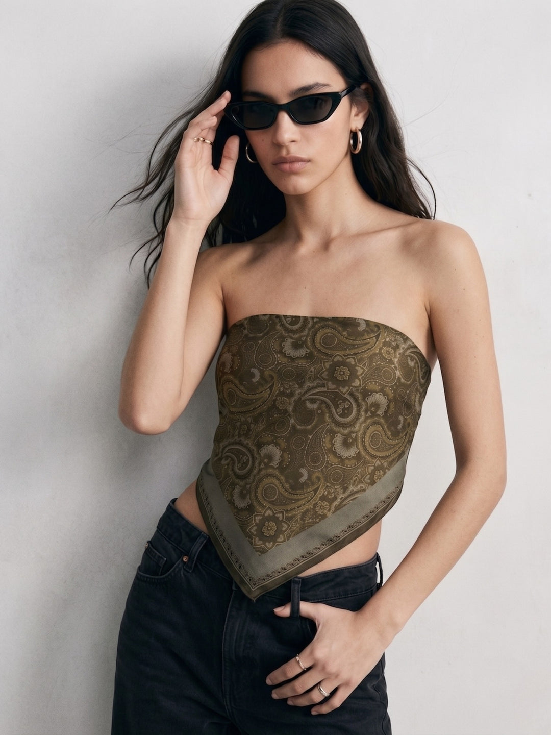 Olive Bandana Style Printed Top