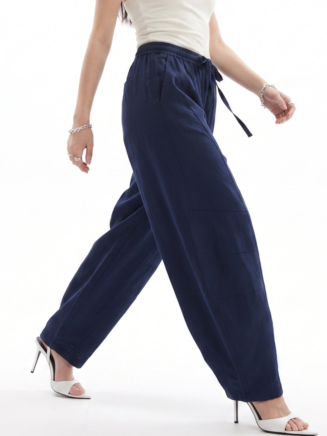 Blue Barrel Fit Utility High Waist Trouser