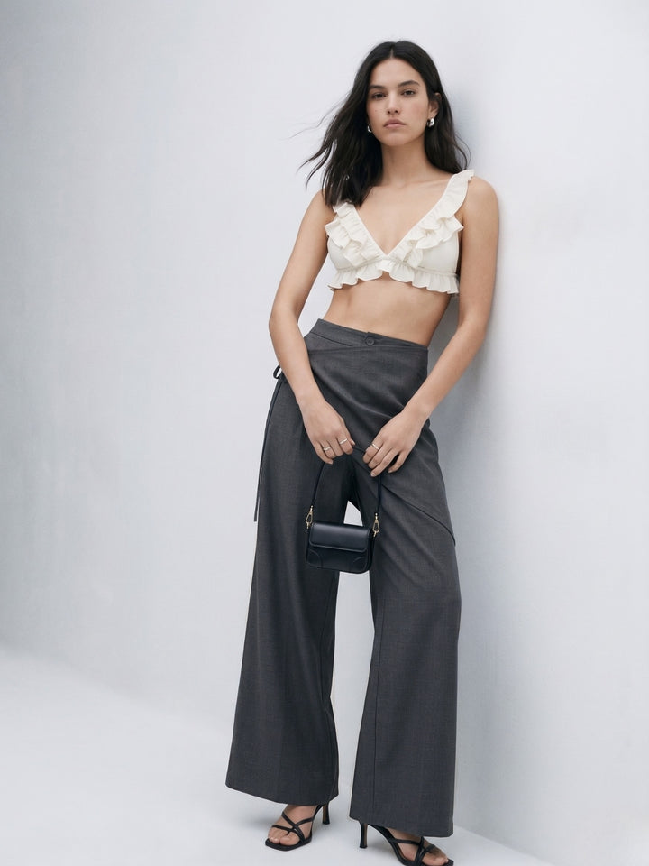 Charcoal Waist Wrap Wide Leg Pant