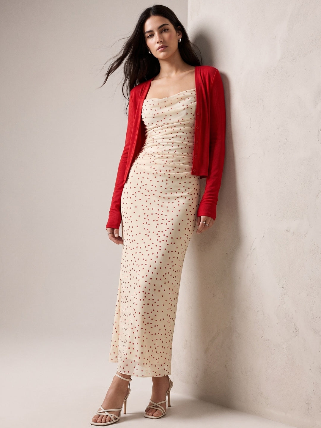 Multi Strappy Ruched Maxi Dress With Shrug