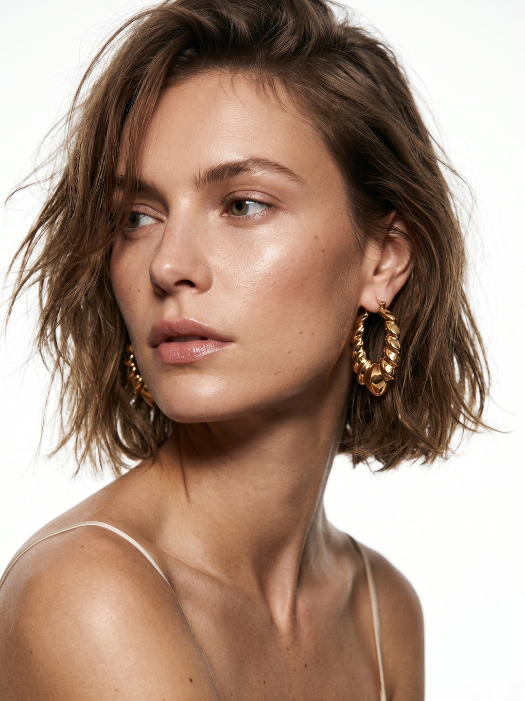 Gold Leaf Textured Metal Earings