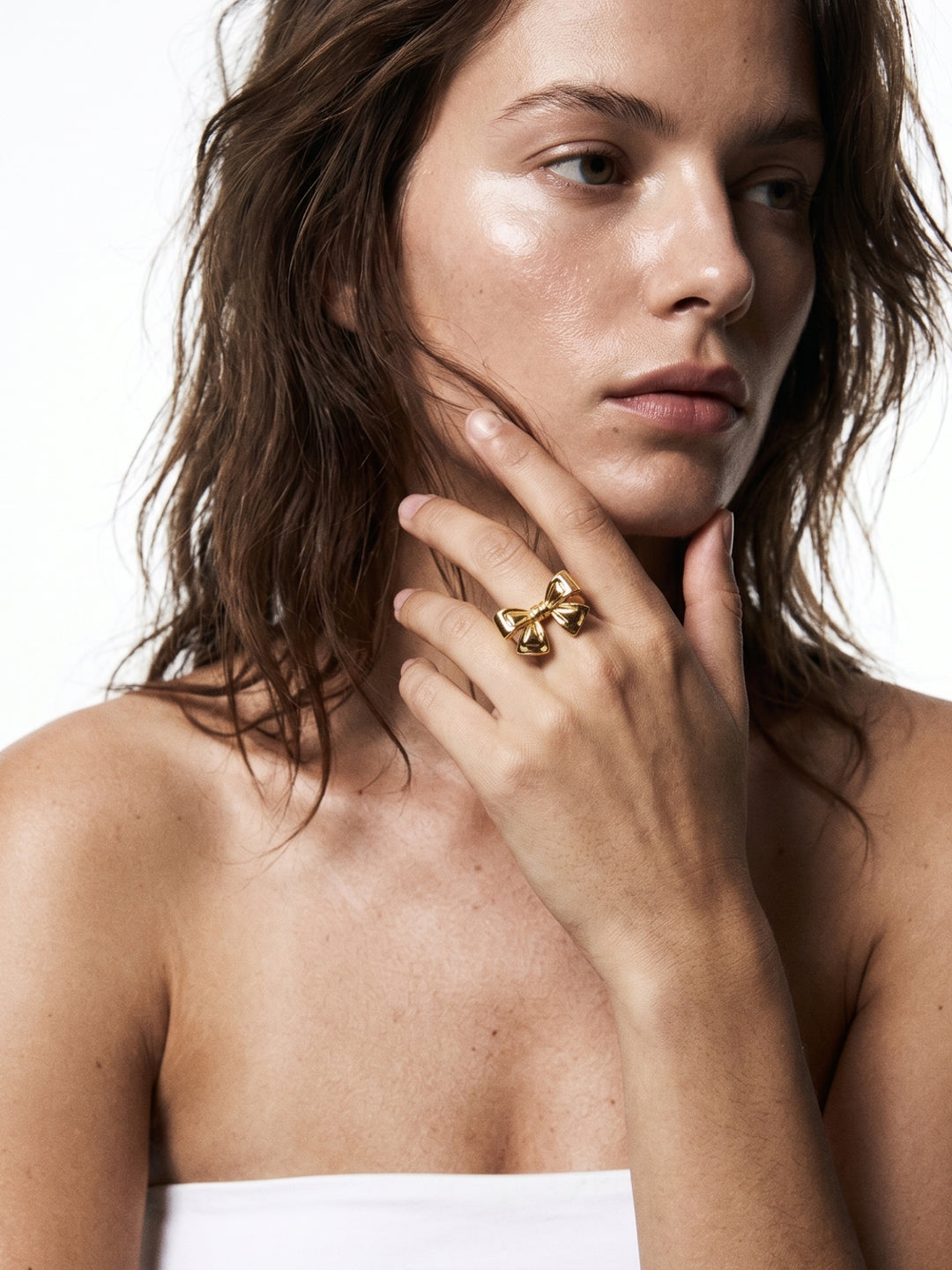 Gold Bow Shaped Metal Ring