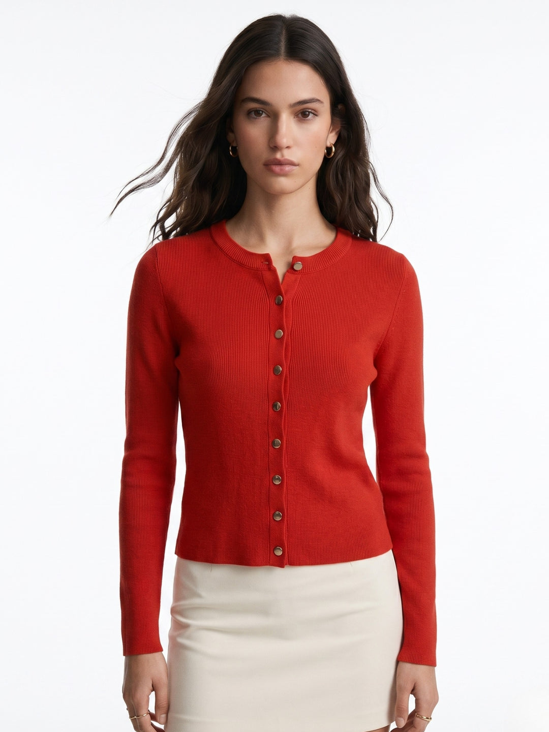 RED Full Sleeve Front Buttoned Top
