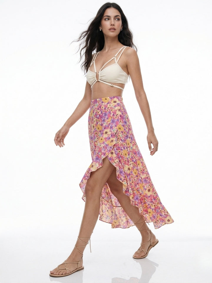 Multi Asymmetrical Hem Printed Skirts