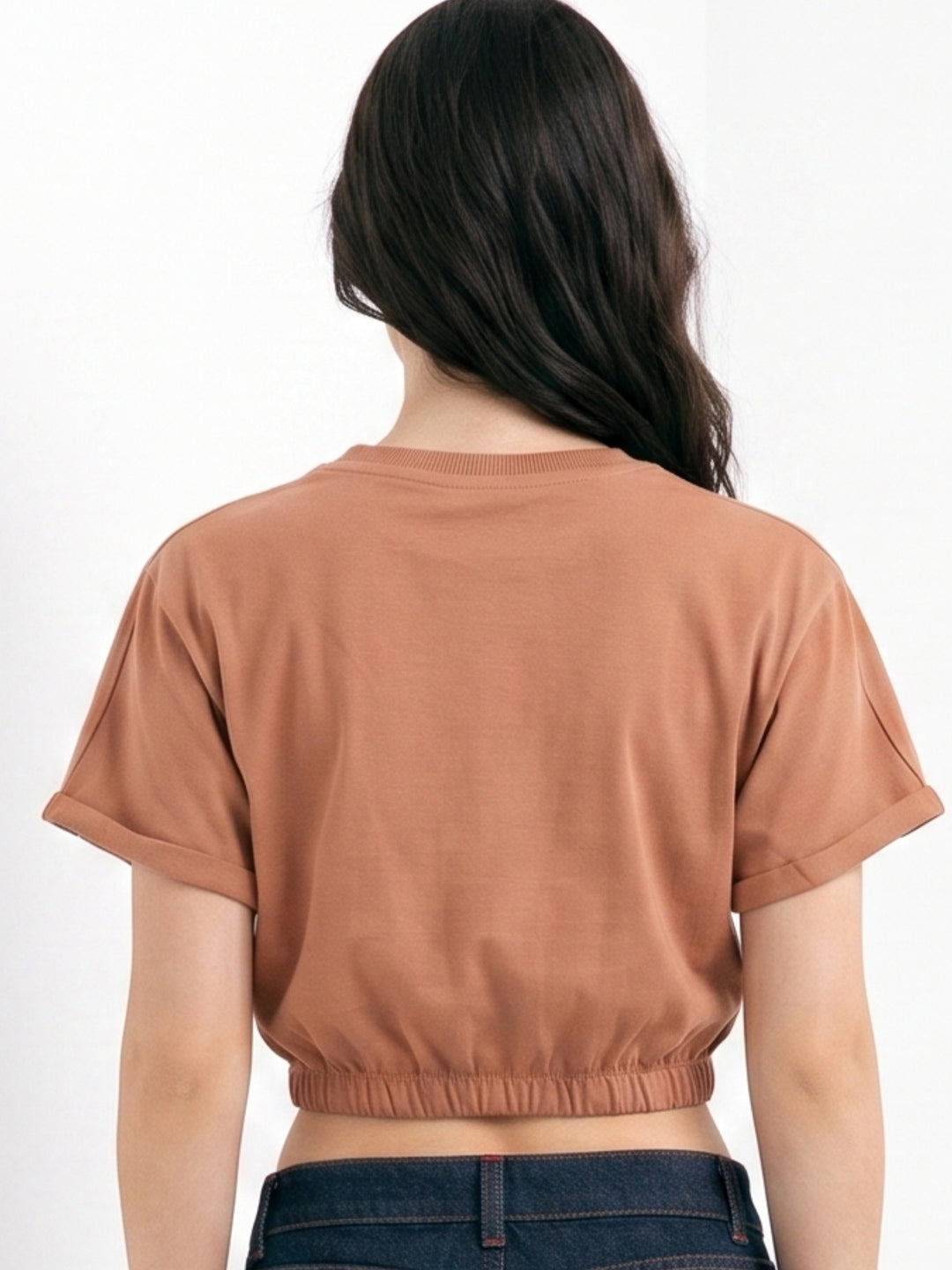 Mauve Boxy Cropped Elasticated Hem Sweatshirt