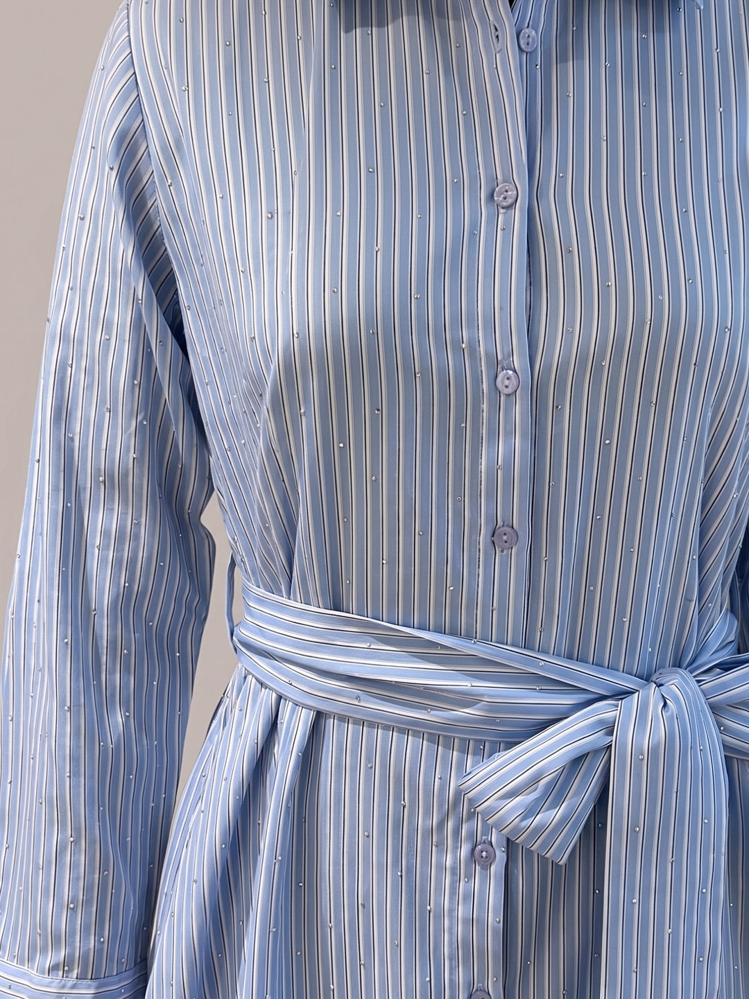 Blue Striped Shirt Midi Dress