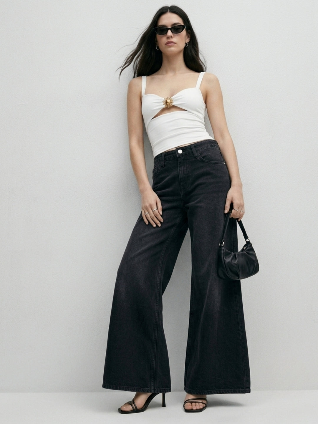 Black Ultra Wide Flared Jeans