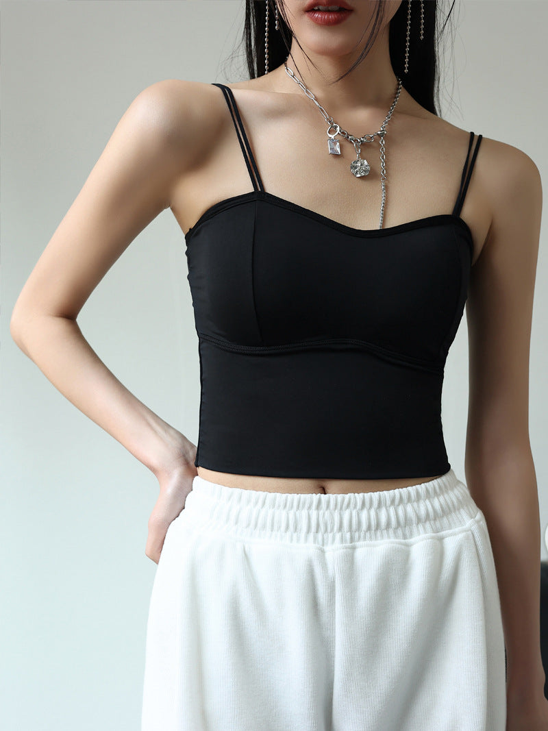 Black Sweetheart Neck Fitted Cami Top