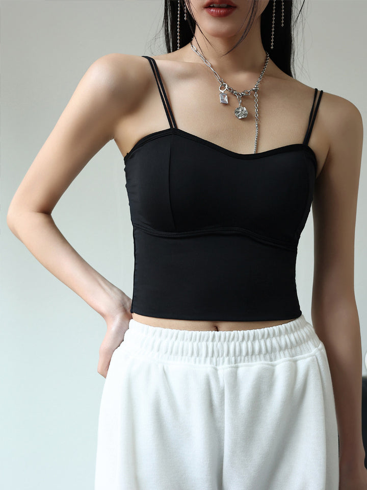 Black Sweetheart Neck Fitted Cami Top