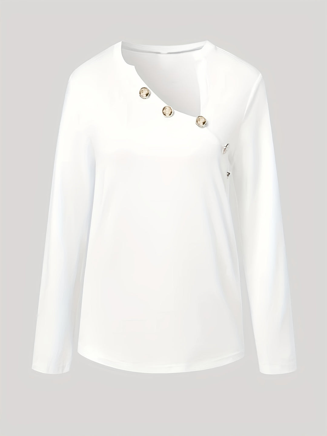 White Side Button Detail Full Sleeved Top