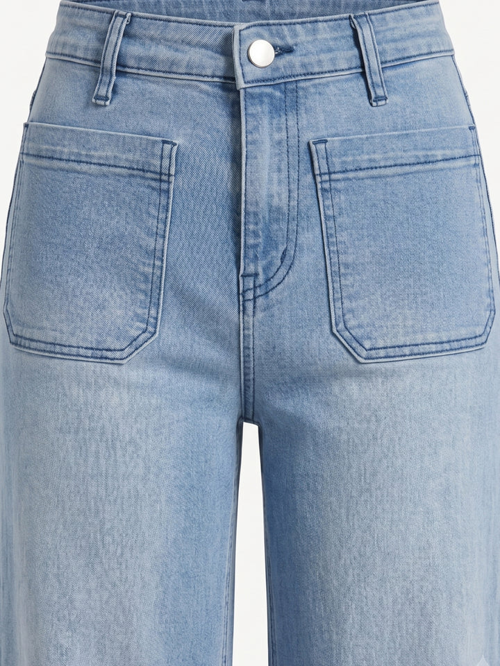 Light Blue Front Pocket Straight Fit Jeans