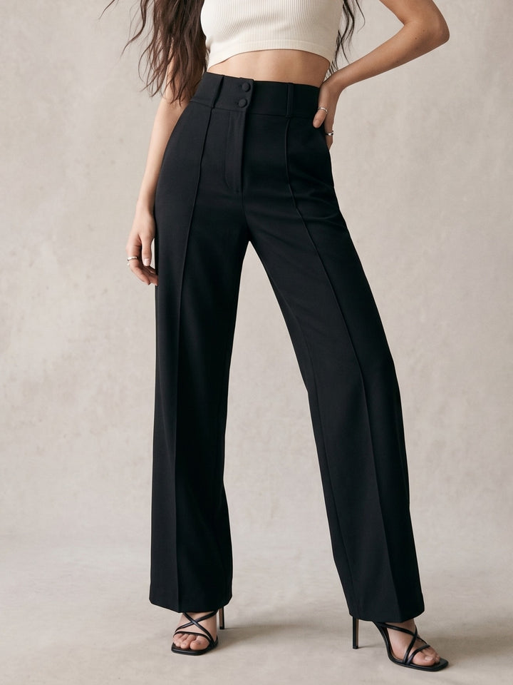Black High Waist Structured Trousers