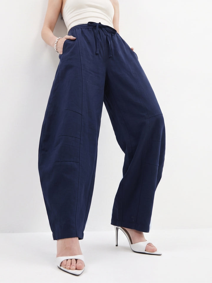 Blue Barrel Fit Utility High Waist Trouser