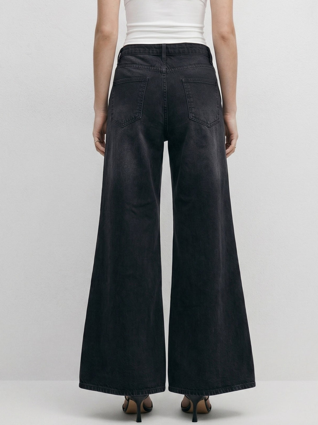 Black Ultra Wide Flared Jeans