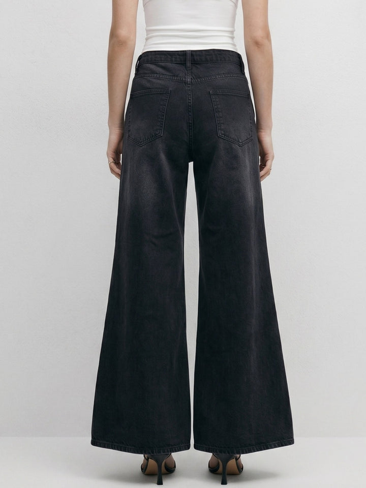 Black Ultra Wide Flared Jeans
