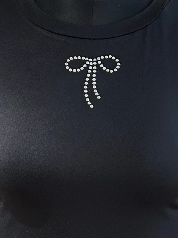 Black Fitted Top With Bottom Ruffles