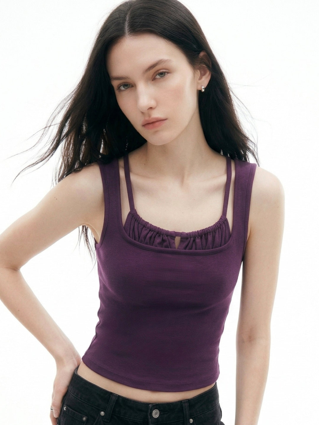 Wine Twofer Style Ruched Tank
