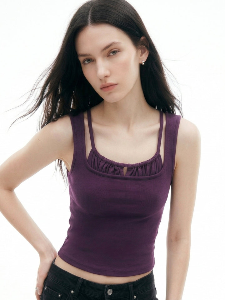 Wine Twofer Style Ruched Tank