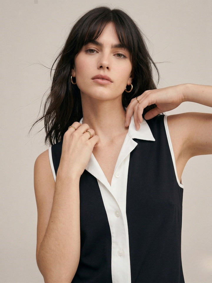 Black Sophisticated Black Sleeveless Shirt