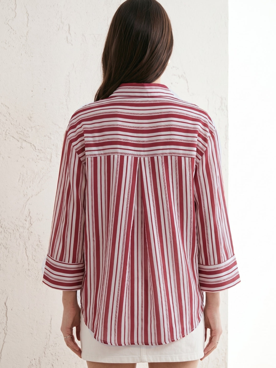 Red Collared Striped Shirt
