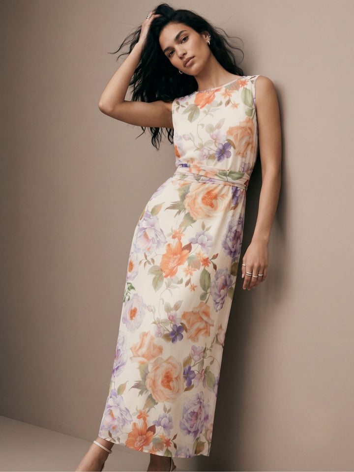 Multi All Over Printed Cinched Waist Dress