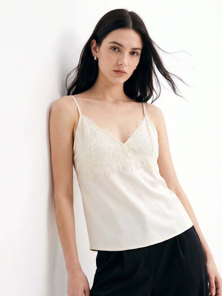 Yellow Strappy Camisole With Lace Bustier