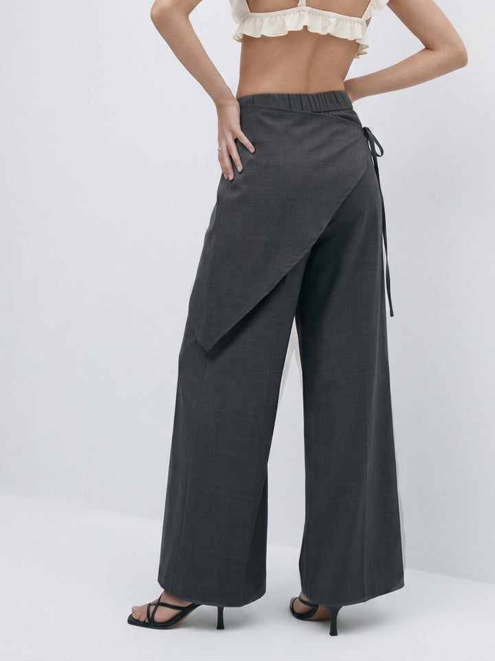 Charcoal Waist Wrap Wide Leg Pant