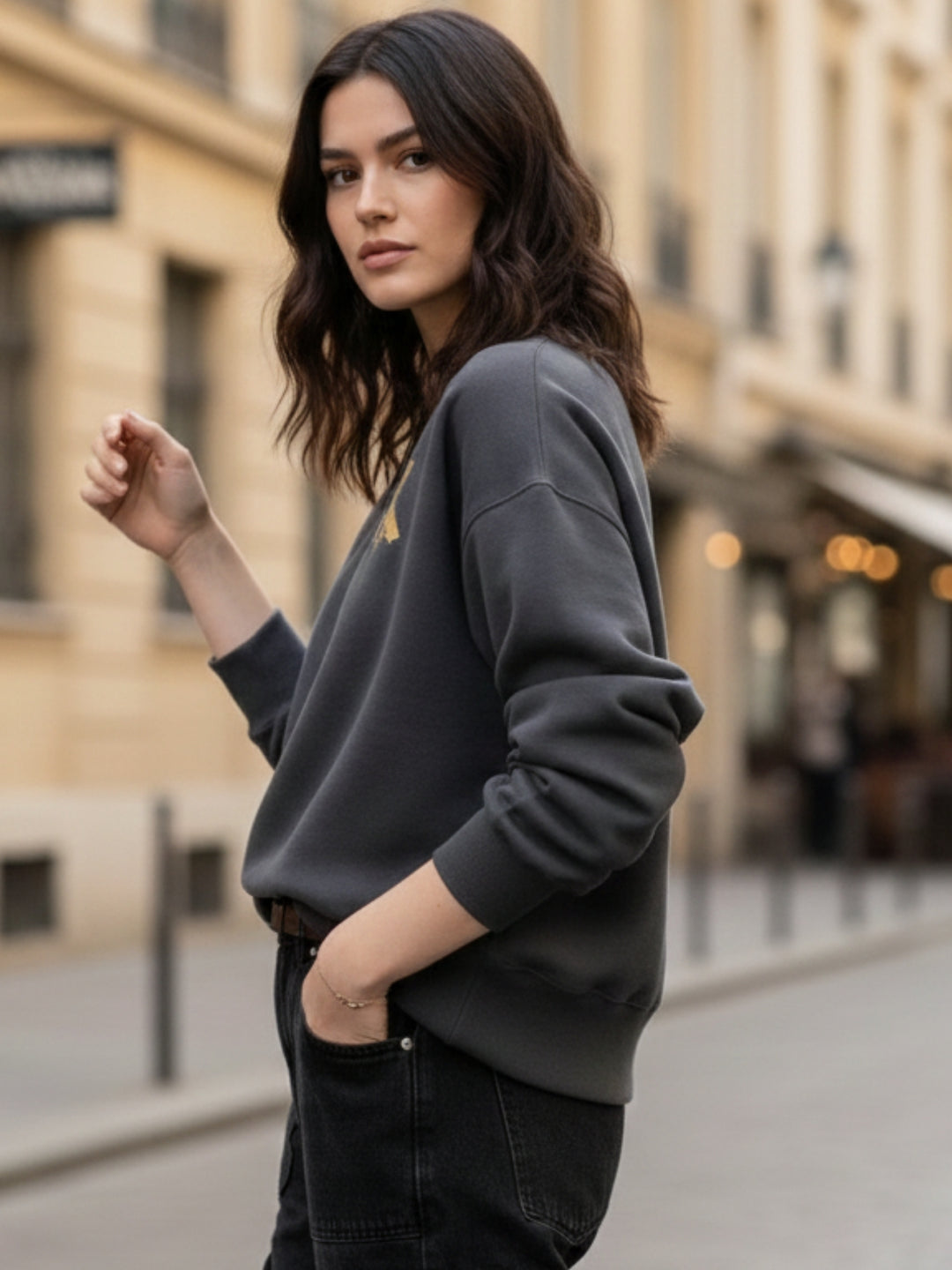 Grey Graphic Oversized Sweatshirt
