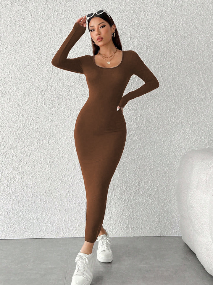 Brown Full Sleeve Round Neck Sleeve