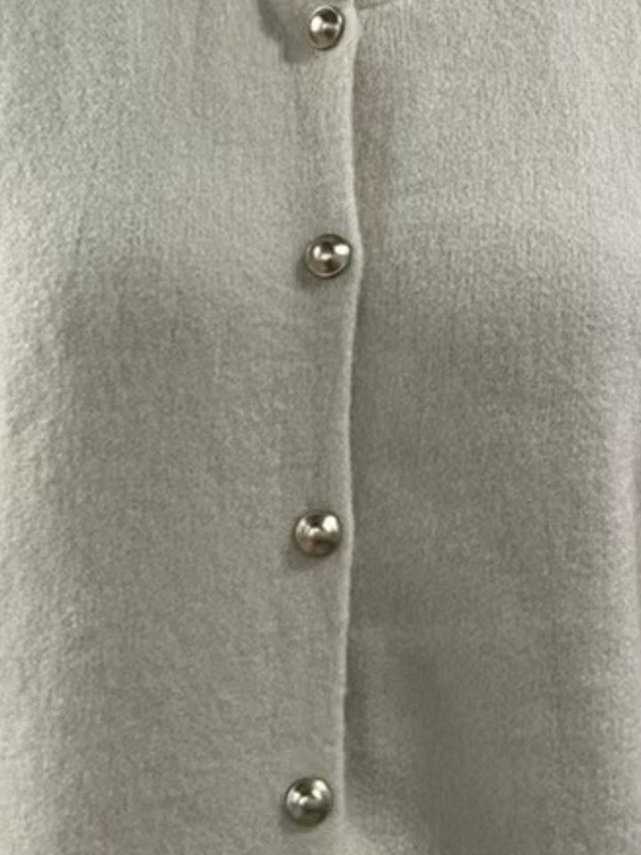 Off White Sleeveless Front Buttoned Cardigan