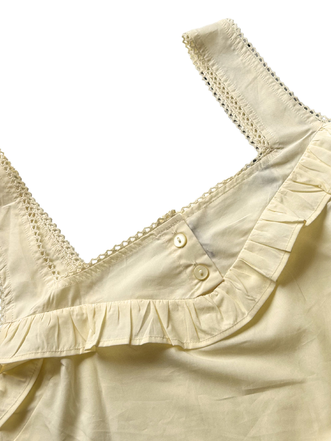 Yellow Square Neck Frill Cotton Top
