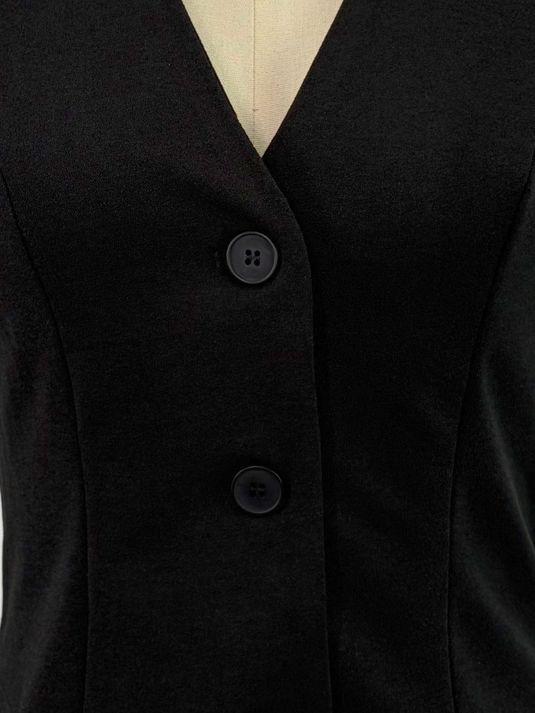 Black Button Down V Neck Vest Top