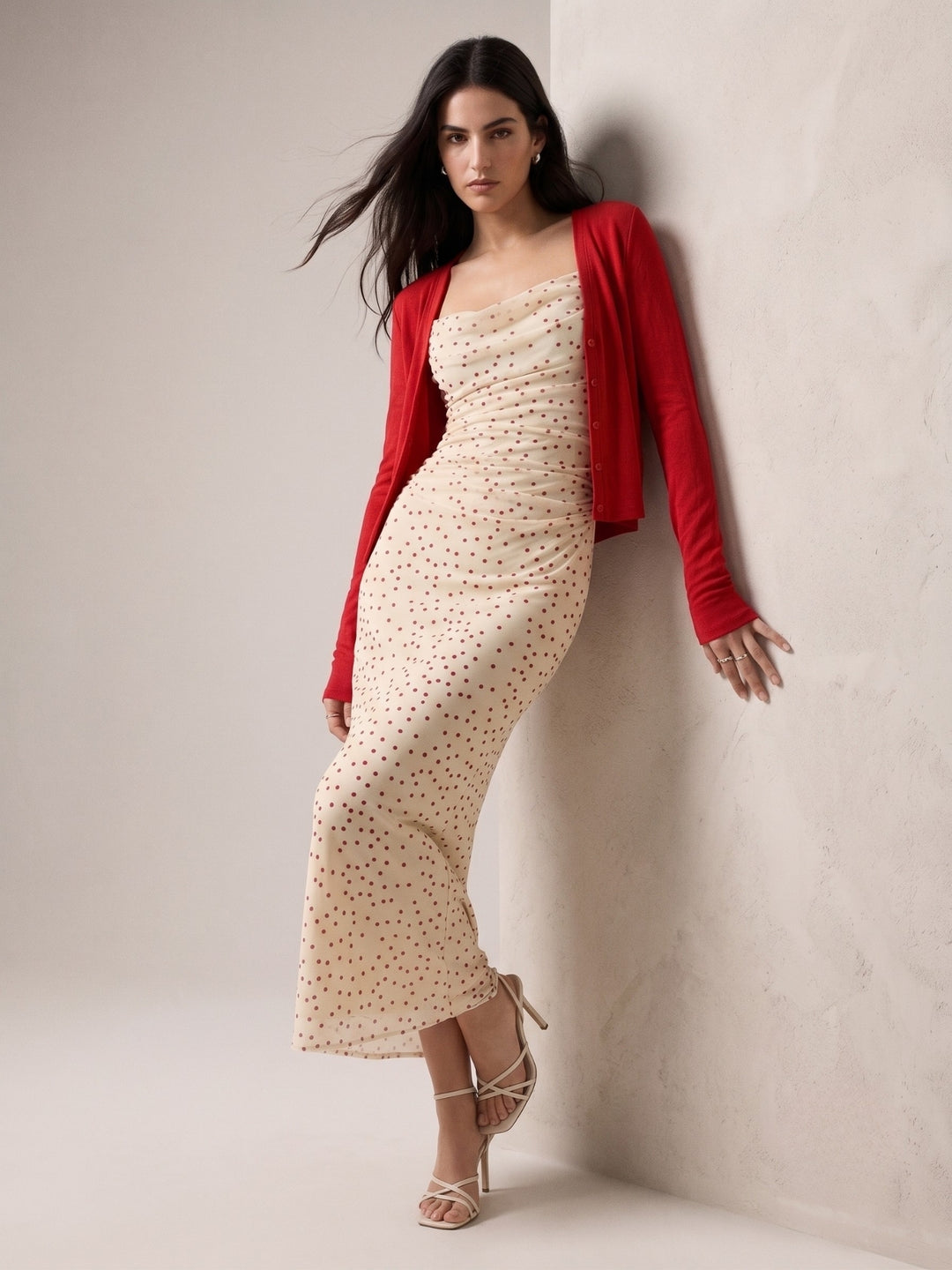 Multi Strappy Ruched Maxi Dress With Shrug