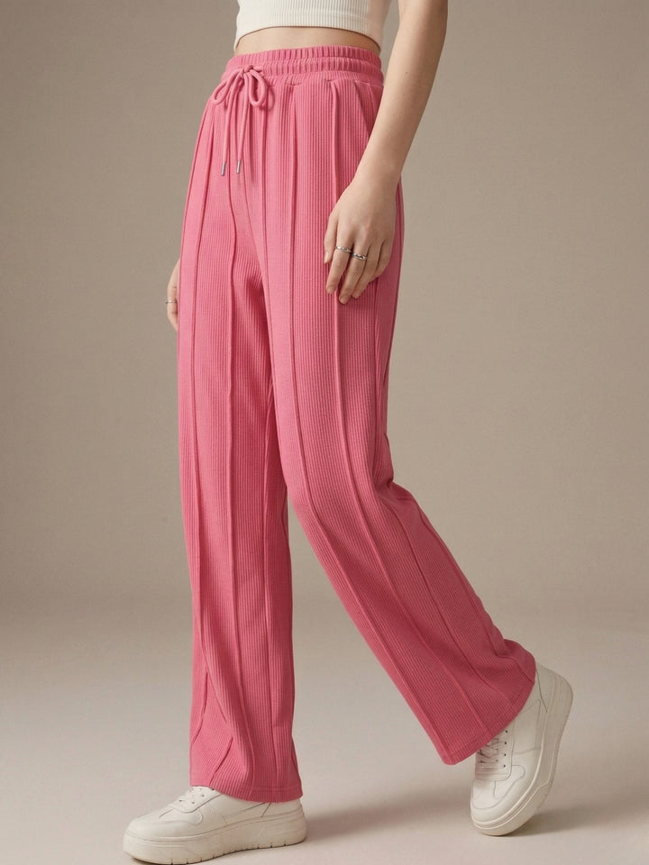 Pink Elasticated Regular Fit Drawstring Joggers