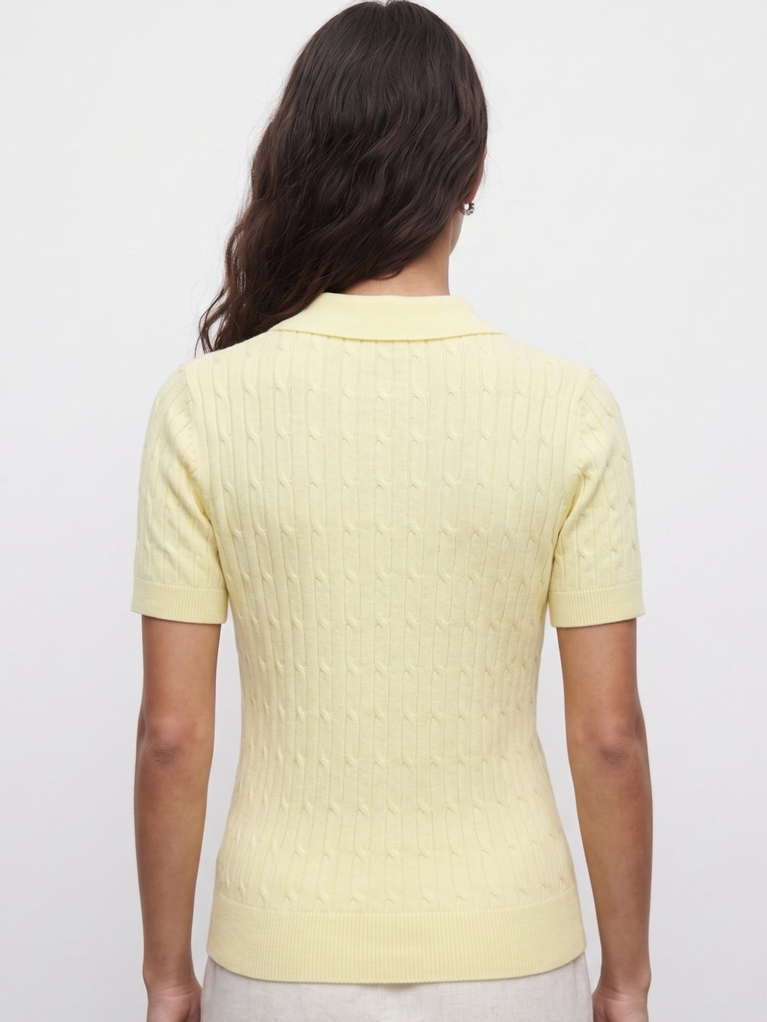 Yellow Collared Neck Textured Top