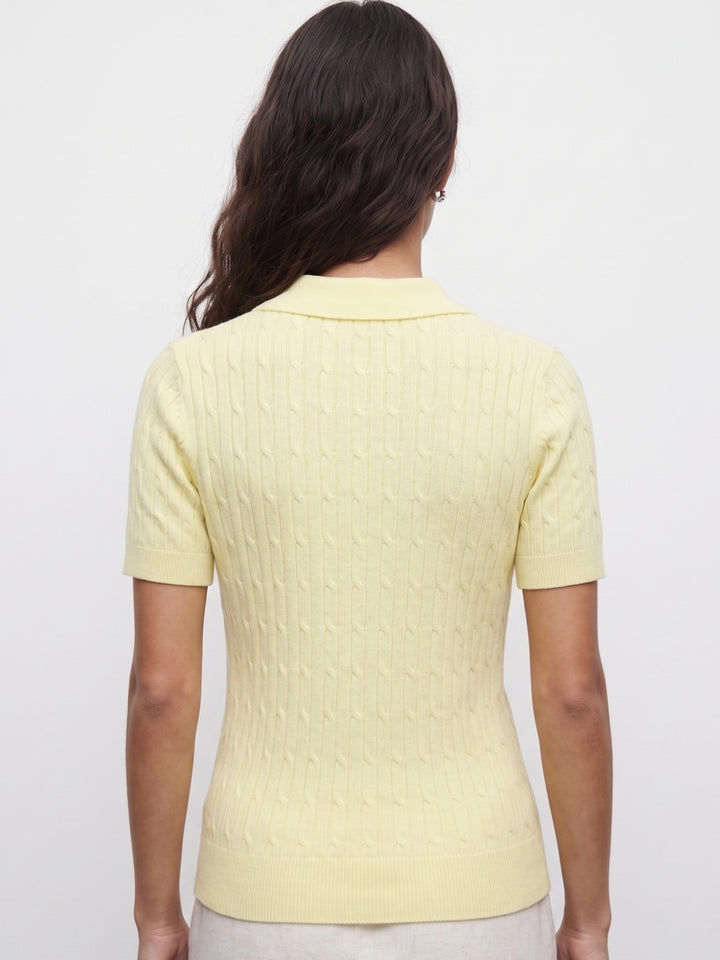 Yellow Collared Neck Textured Top